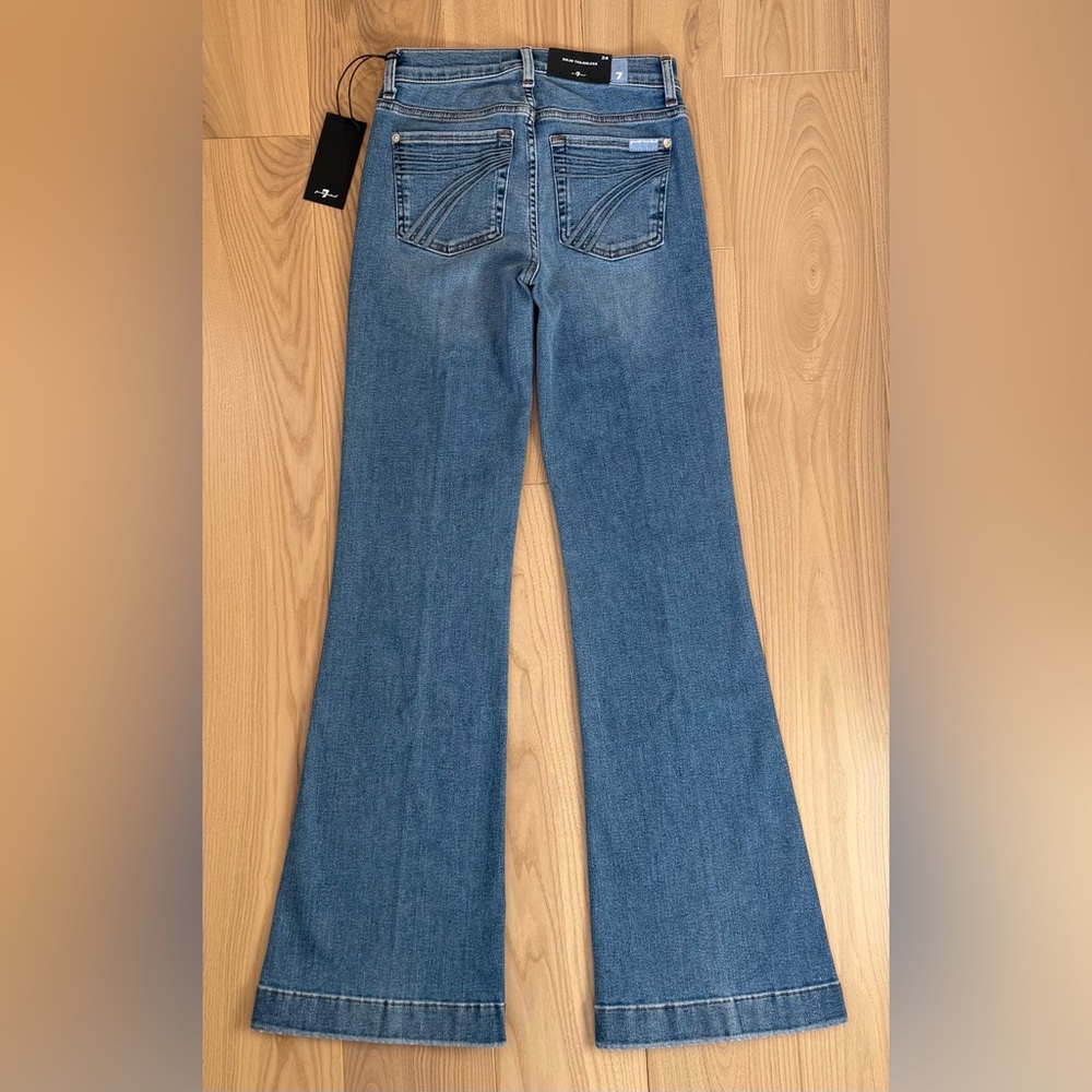 7 For All Mankind Tailorless Dojo Jeans Women's Flare Leg Trousers NWT Size 24 - Picture 4 of 7
